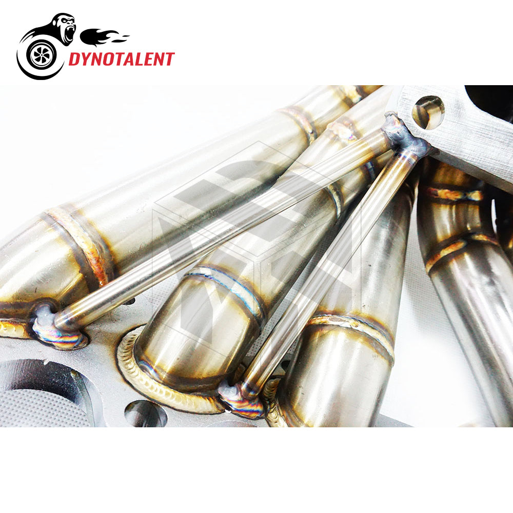 Dynotalent 42mm OD 3mm Thick Steam Pipe Stainless Steel Equal Length T4 Turbo Manifold Supra 2JZGTE 2JZ-GTE 2JZ GTE