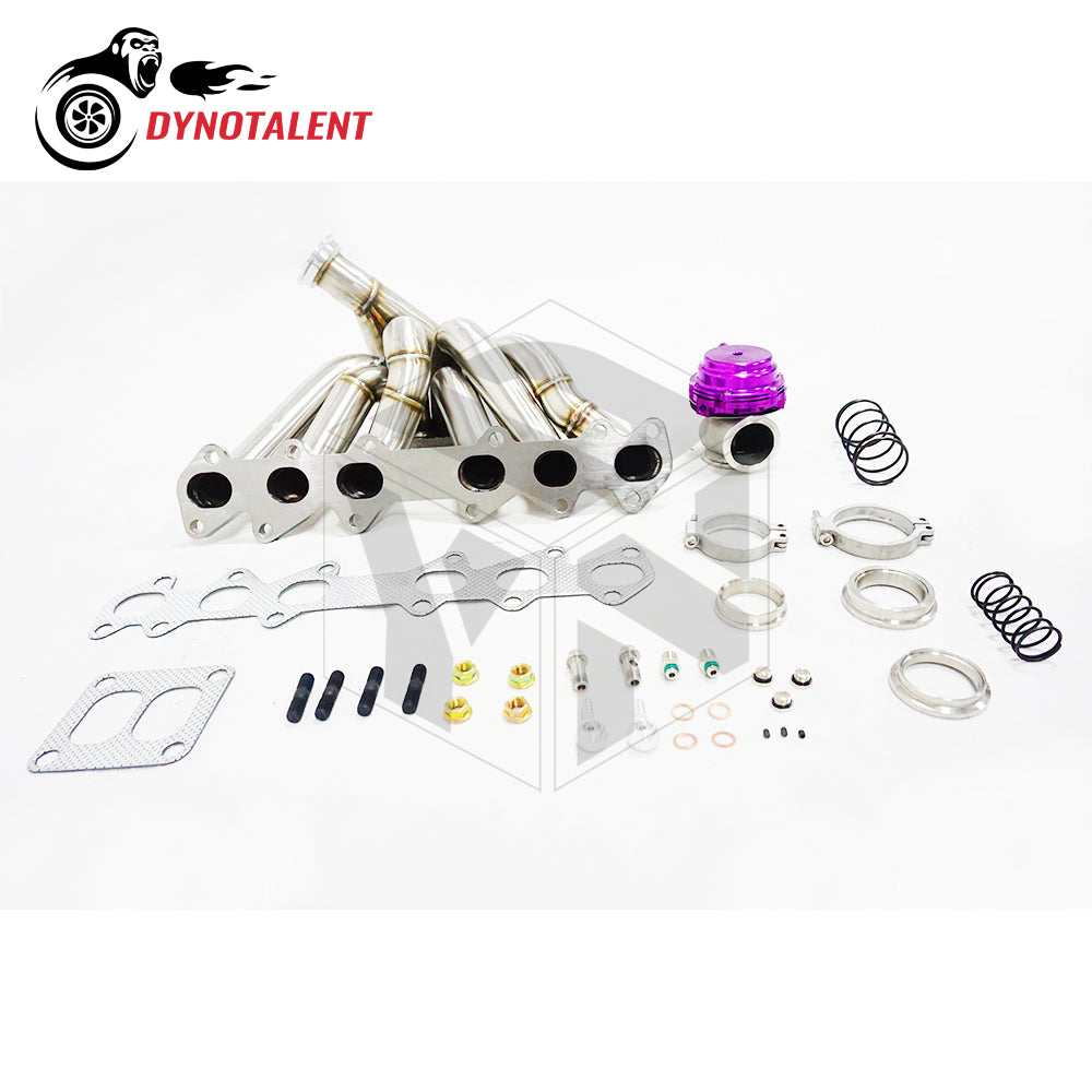 Dynotalent 3.0mm Full SS304 T3 Twin Scroll Turbo 6-1 Semi Equel length Manifold Fits With 44m Wastegate Supra 2JZ-GTE 2JZ 93-97