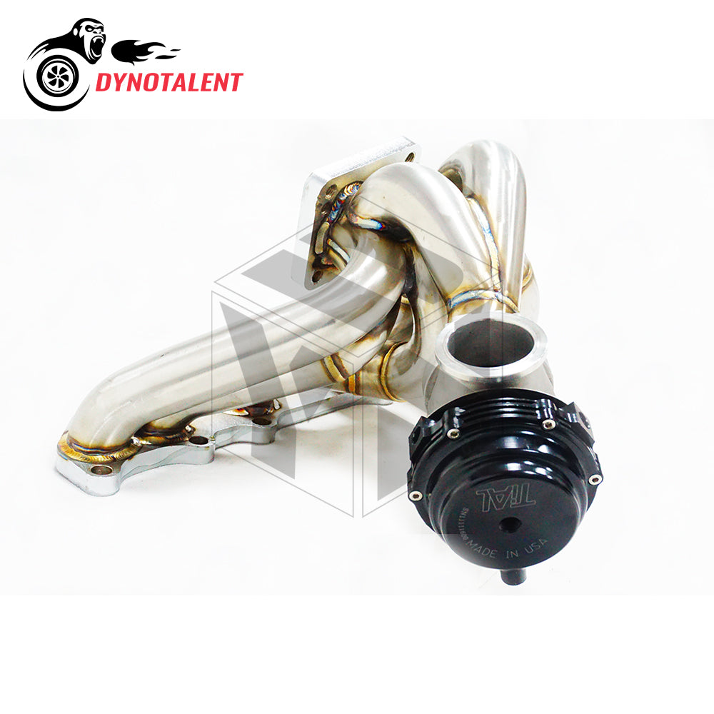 Dynotalent T3/T4 SS304 Twin Scroll Equal Length V-band Turbo Manifold With 44mm Wastegate For 1JZGTE VVTI