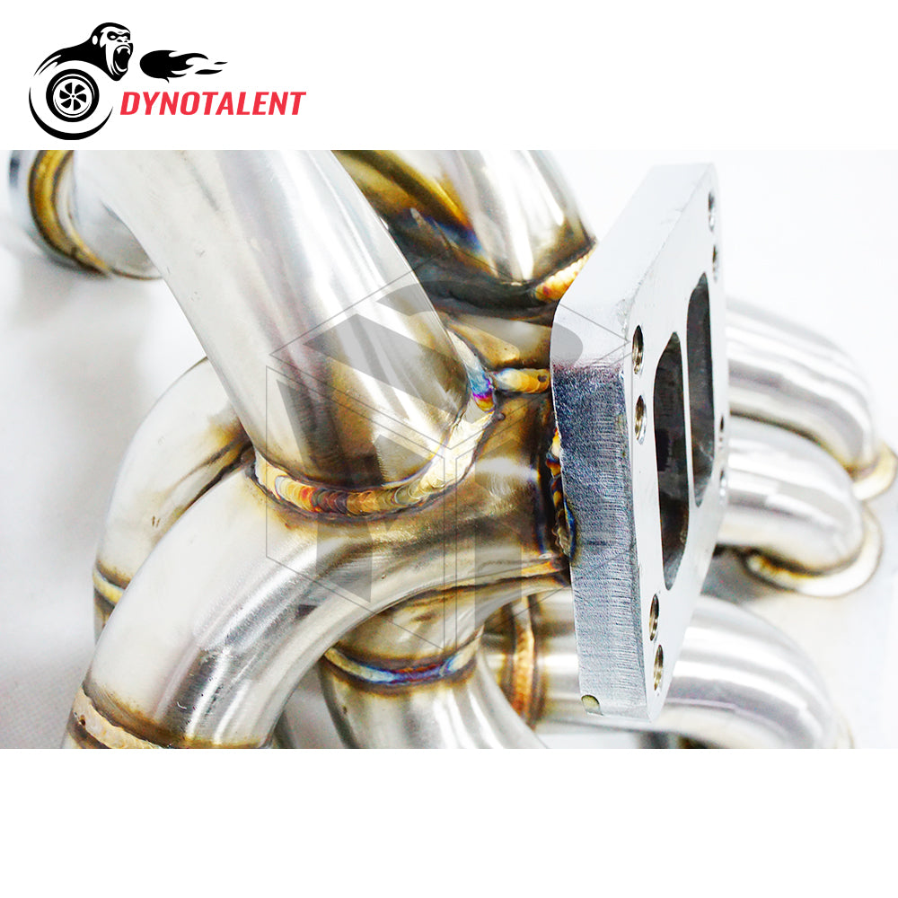 Dynotalent T3/T4 SS304 Twin Scroll Equal Length V-band Turbo Manifold With 44mm Wastegate For 1JZGTE VVTI