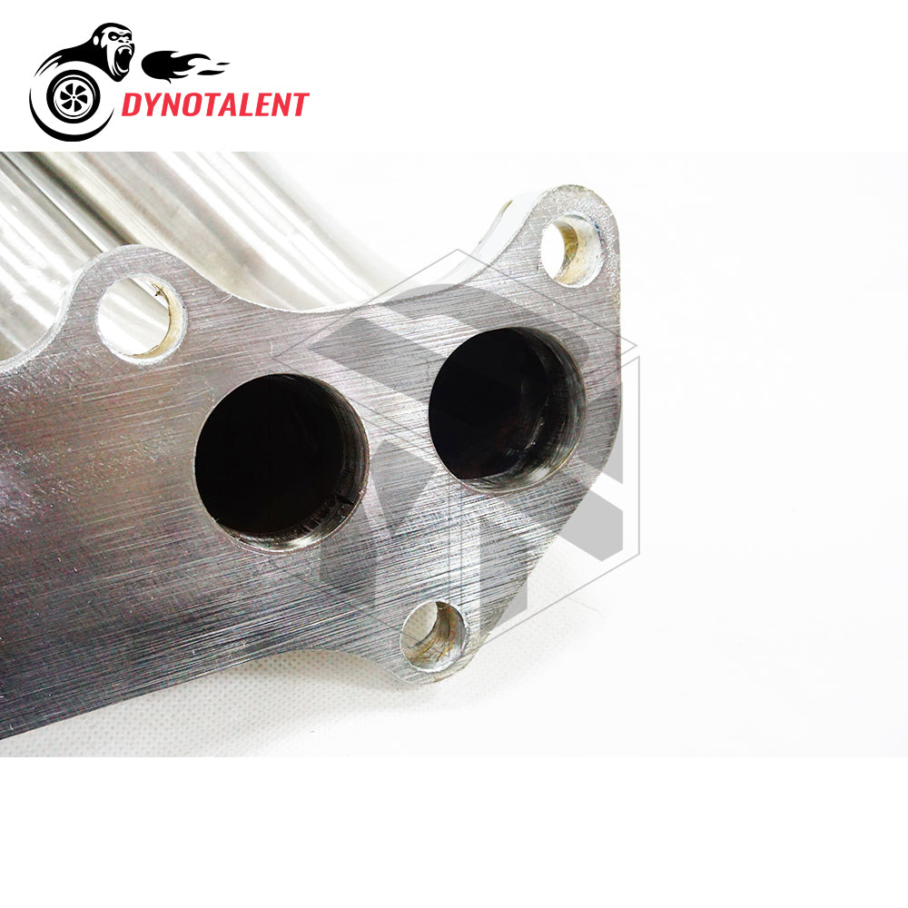 Dynotalent T3/T4 SS304 Twin Scroll Equal Length V-band Turbo Manifold With 44mm Wastegate For 1JZGTE VVTI