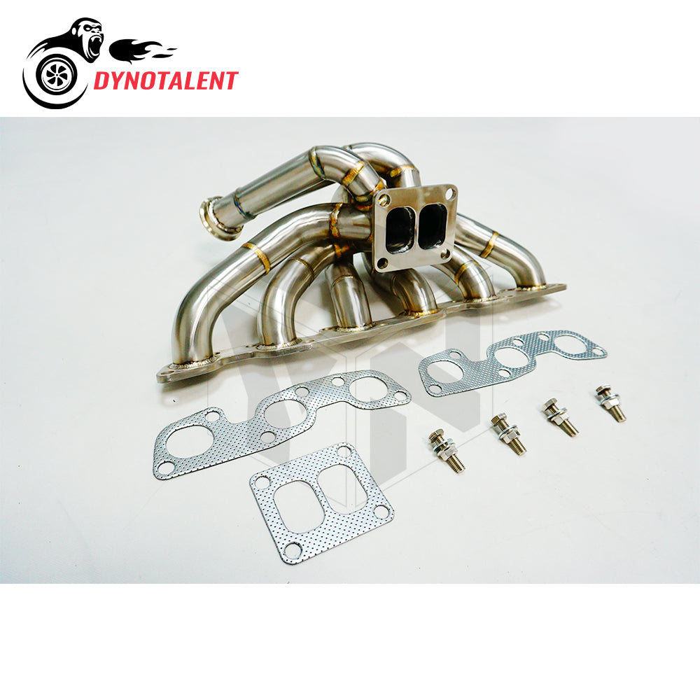 Dynotalent T4 Top Mount Twin Scroll Turbo Manifold 3mm Mild Steel For Nissan Skyline GTR R33 R32 R34 RB26 RB26DET