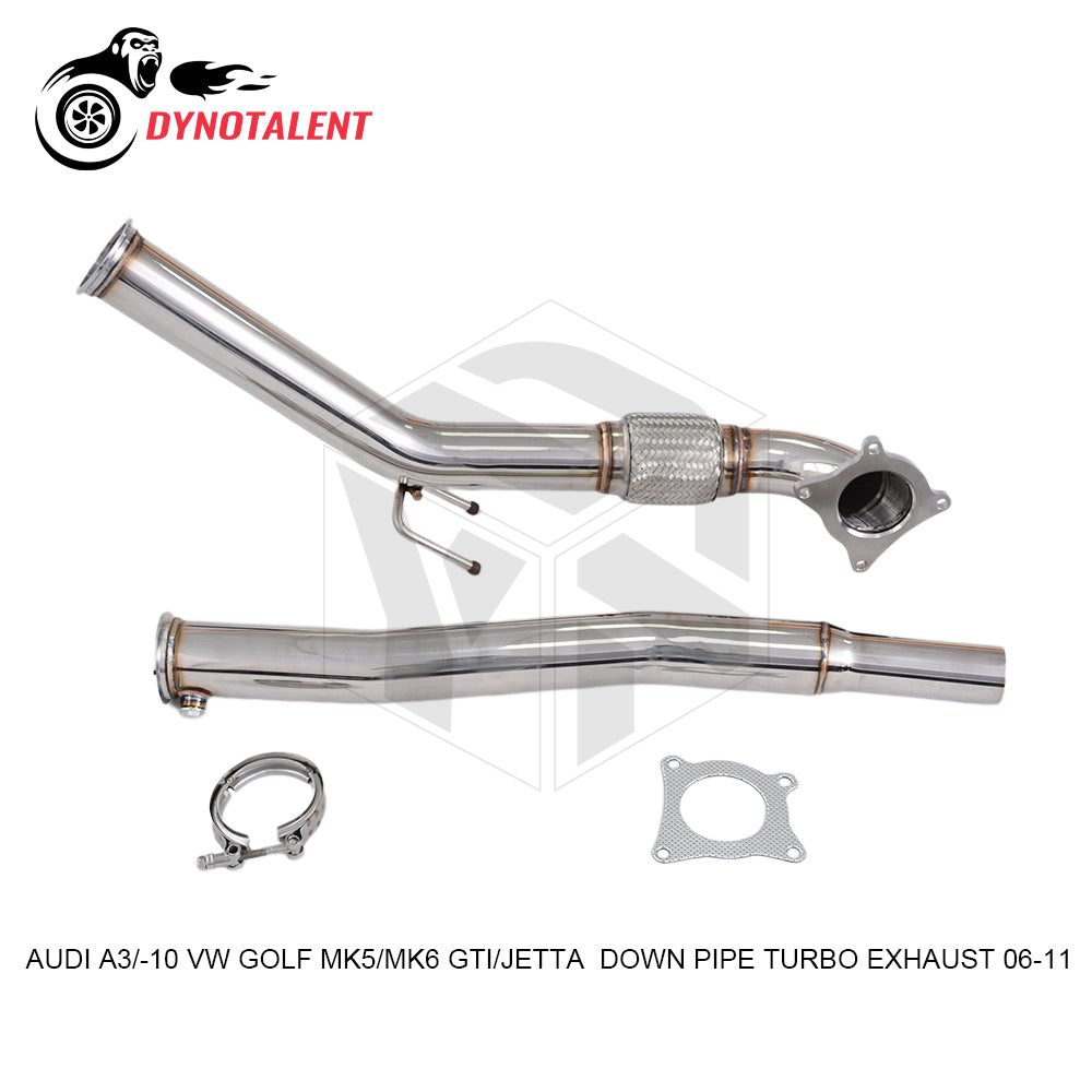 Dynotalent Stainless Steel 304 High Flow 3'' Turbo Catless Exhaust Downpipe VW GOLF mk5 MK6 AUDI A3 2006-2011