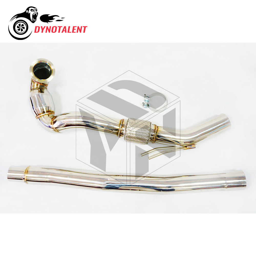 Dynotalent 3'' Turbo Stainless Downpipe with 200cell cat  SS304 for A3 S3 8V TT MK7 R 2.0T 2014+