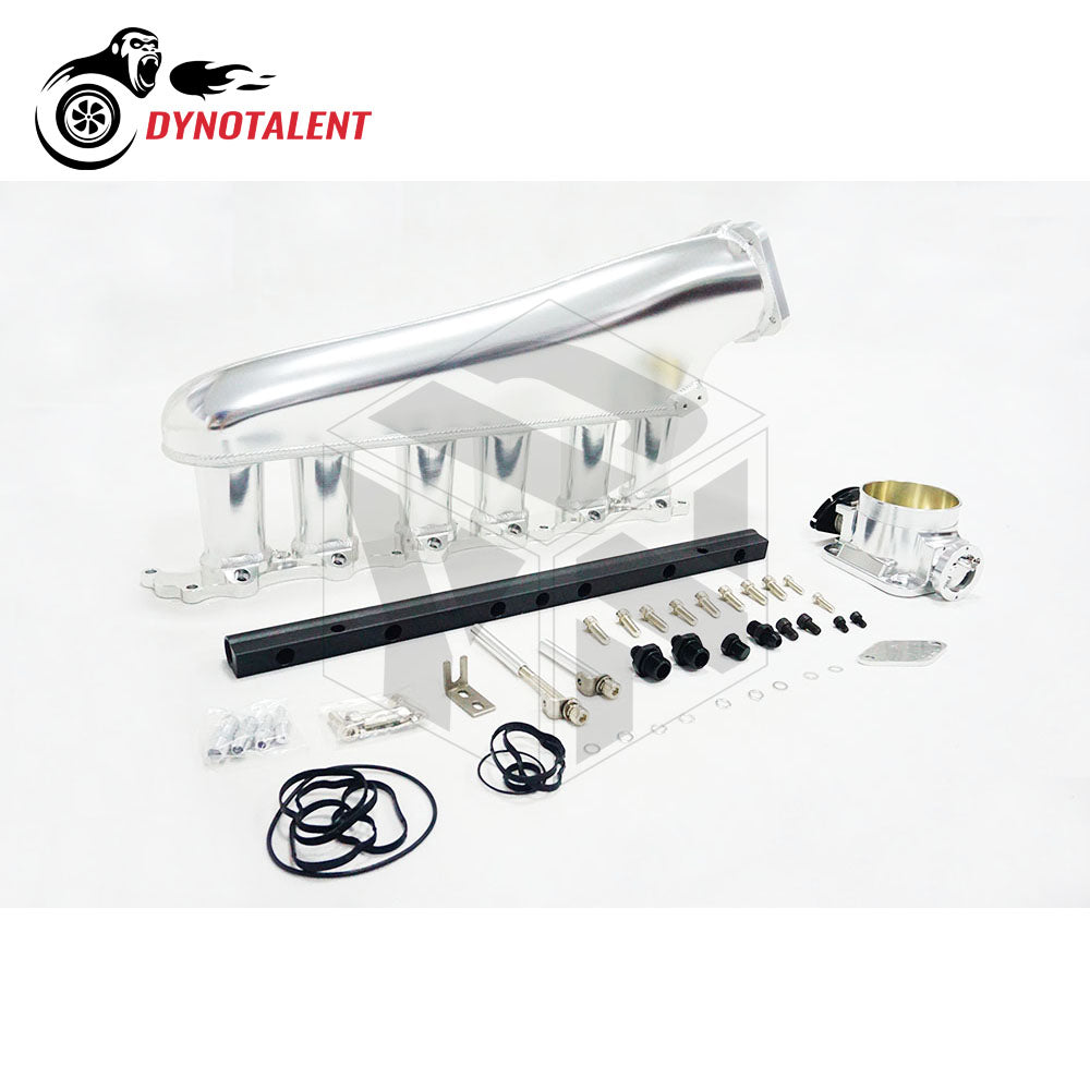 Dynotalent 90mm Throttle Body with 6 Injector Aluminum Billet Intake Manifold Set For Supra 2JZ VVTI 2JZGTE 1993-1998