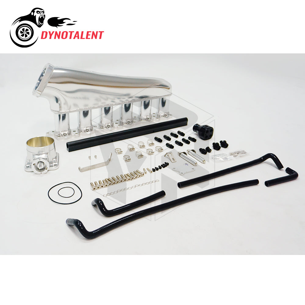 Dynotalent 90mm single throttle body billet intake manifold with 6 injector for Nissan RB26